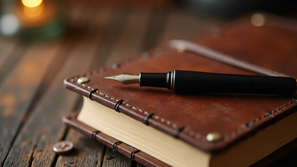 A handcrafted notebook with leather binding
