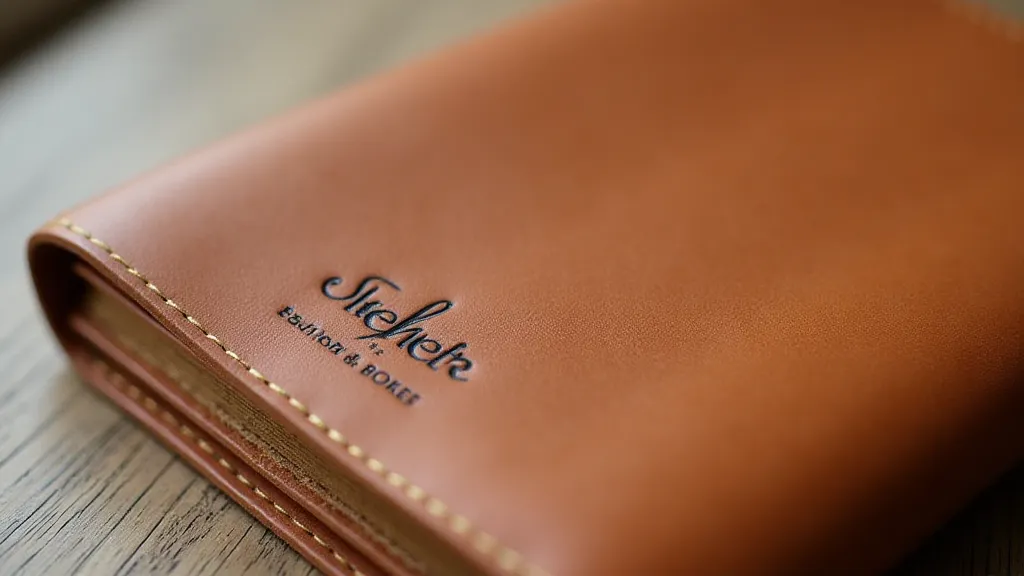 Handmade leather notebook with blind embossing