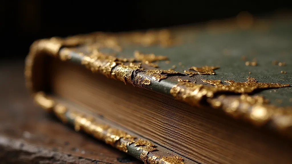 Damaged gilded edge on an antique book