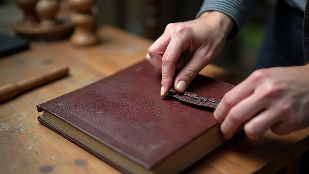 Bookbinder's hands applying endbandwerk
