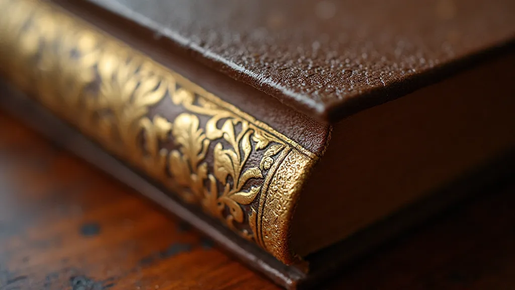 Detailed view of foil stamping on leather