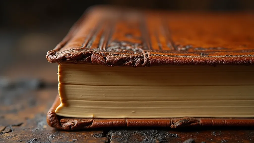 Detail of a leather book spine