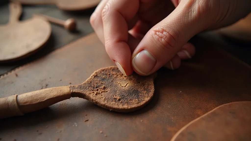 Close-up of leather being hand-stitched