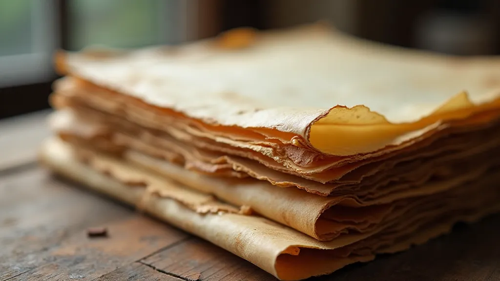 Stack of antique parchment paper