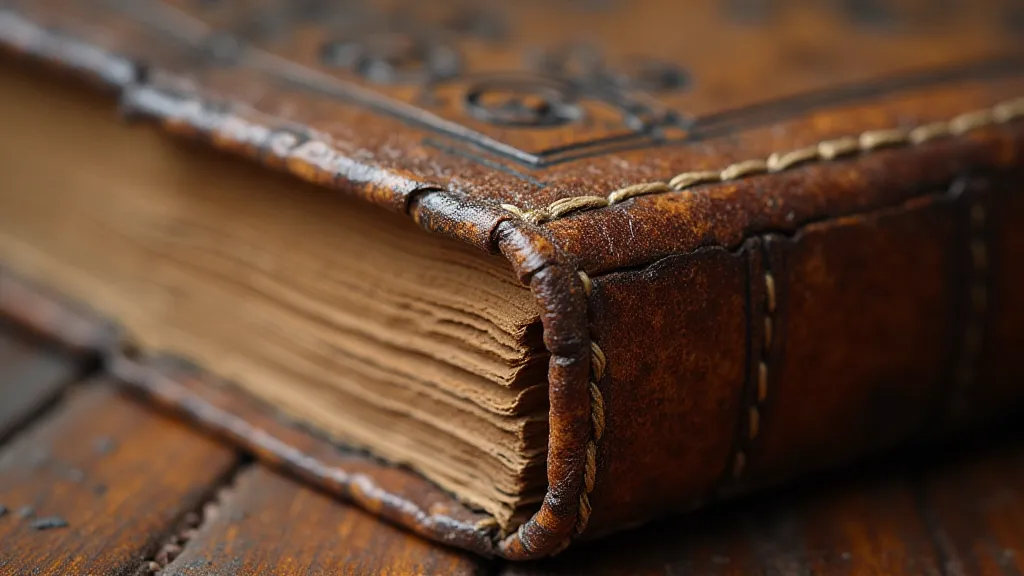 Close up of repaired book spine