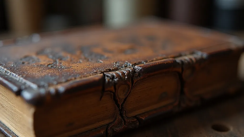 Worn leather book spine
